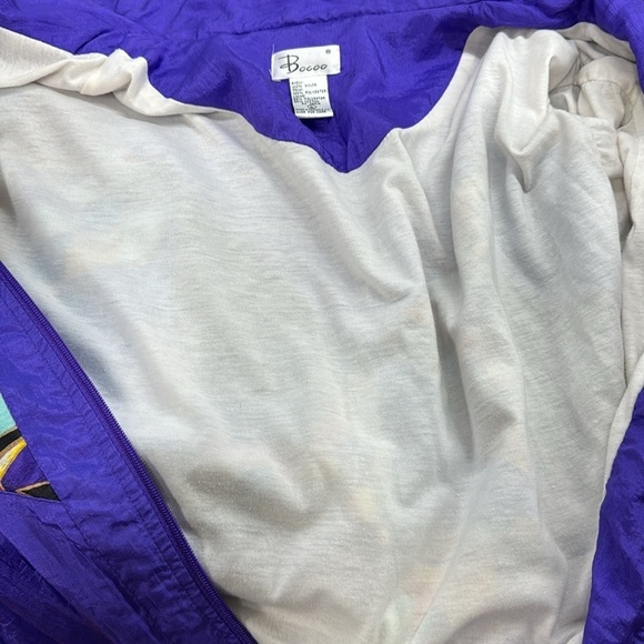 Bocoo Vintage 80’s Purple Patchwork Nylon Zip Up Windbreaker Jacket Coat - Picture 10 of 10